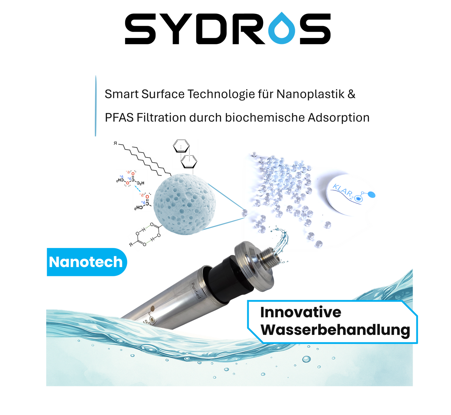 Klar2O Wasserfilter - filtert bis zu 99,99% Mikroplastik, Nanoplastik & PFAS - in Deutschland entwickelt, unabhängig getestet und mehrfach wissenschaftlich bestätigt