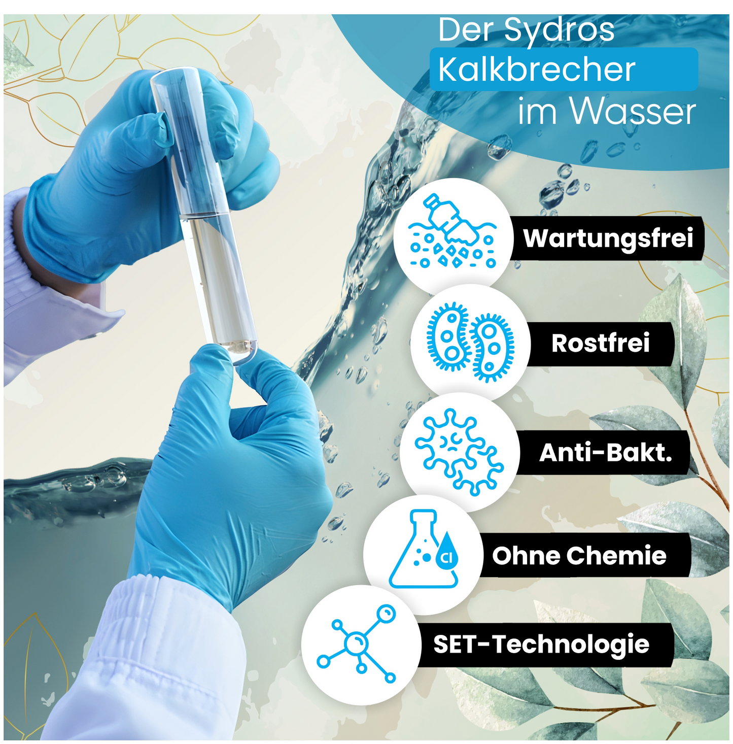 SYDROS Kalkschutzfilter für die Dusche ½ Zoll aus Edelstahl reduziert Kalkablagerungen bis zu 90 Prozent ohne Salz oder Chemie für Küche, Spüle, Dusche wartungsfrei einfach montierbar