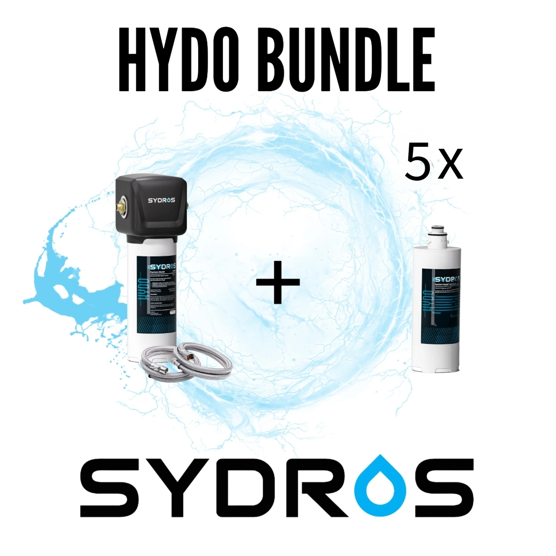 Sydros Hydo Wasserfilter Bundle – Filtert über 500 Schadstoffe inkl Mikroplastik, Chlor & PFAS + Mineralisierung für reines & gesundes Trinkwasser – Einfache Installation mit Quick Connect