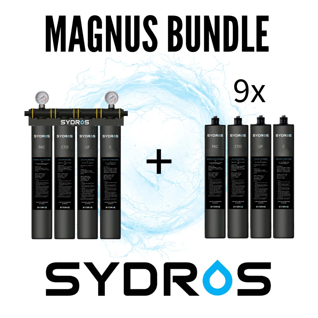 Sydros Magnus Wasserfilter Bundle – Premium-Filtrationssystem für kompromisslose Wasserreinheit, entfernt effektiv Mikroplastik, Bakterien und Chemikalien, Ideal für große Haushalte und Unternehmen
