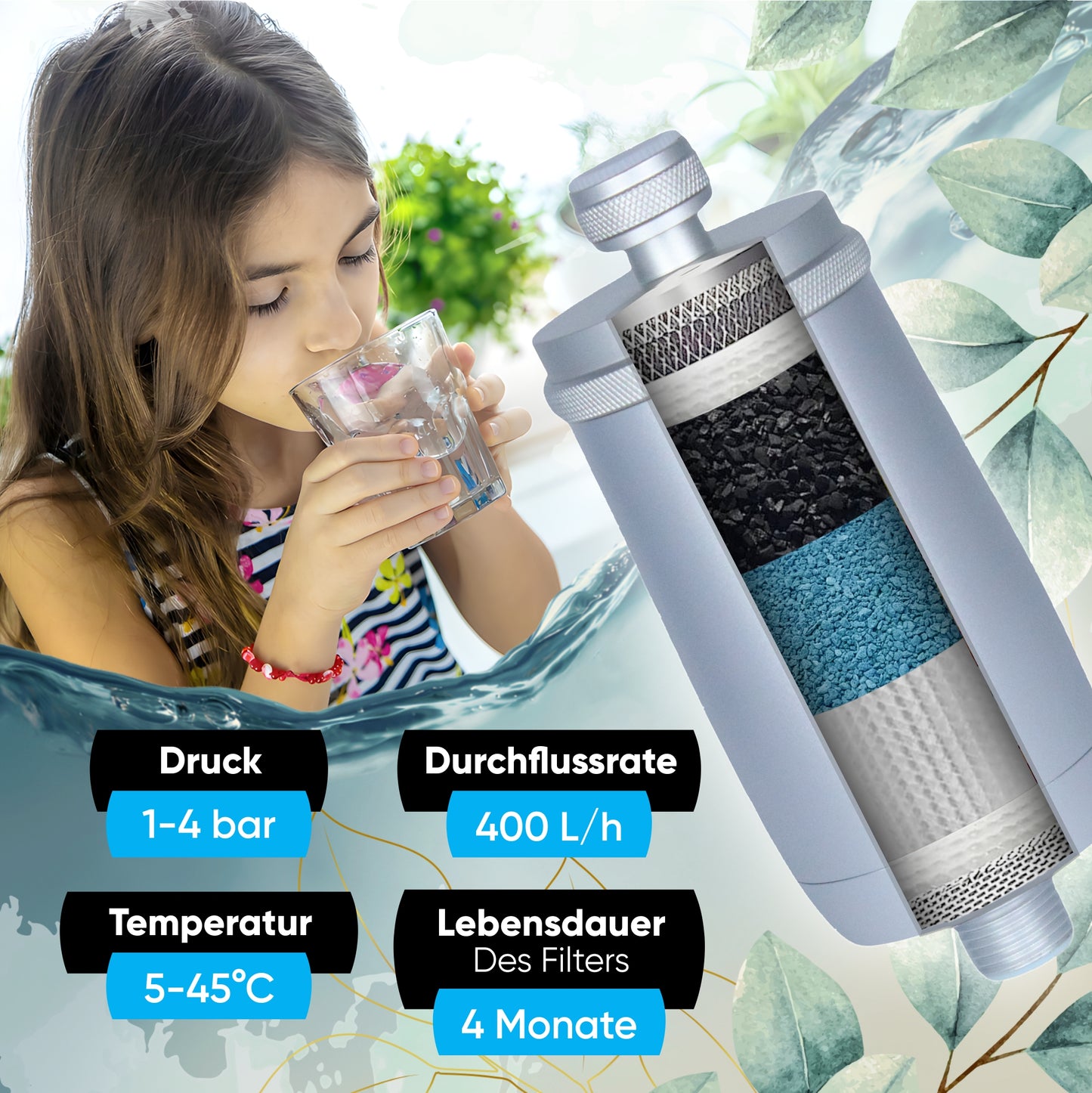 Sydros Ferox 5-Stufen-Filter – Entfernt bis zu 99 % der Schadstoffe (Mikroplastik, Chlor, PFAS) & filtert über 500 Schadstoffe – Hochleistungsschutz für Ihre Gesundheit Duschfilter