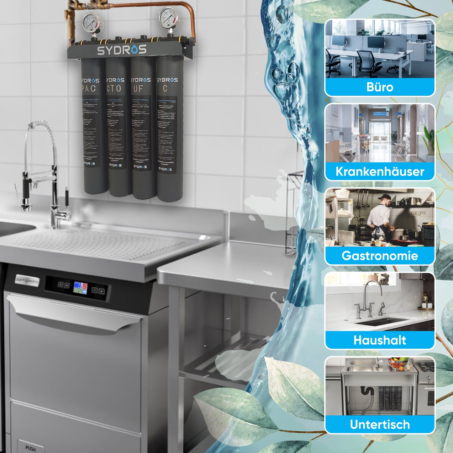 Sydros Magnus Wasserfilter Bundle – Premium-Filtrationssystem für kompromisslose Wasserreinheit, entfernt effektiv Mikroplastik, Bakterien und Chemikalien, Ideal für große Haushalte und Unternehmen