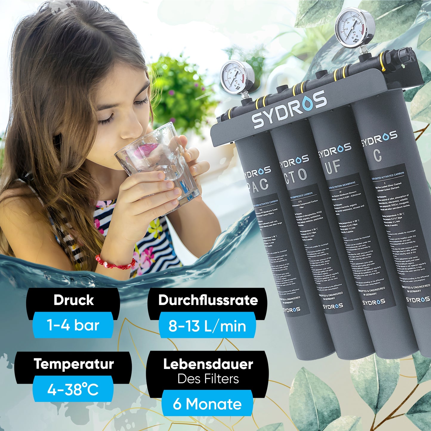 Sydros Magnus Wasserfilter Bundle – Premium-Filtrationssystem für kompromisslose Wasserreinheit, entfernt effektiv Mikroplastik, Bakterien und Chemikalien, Ideal für große Haushalte und Unternehmen