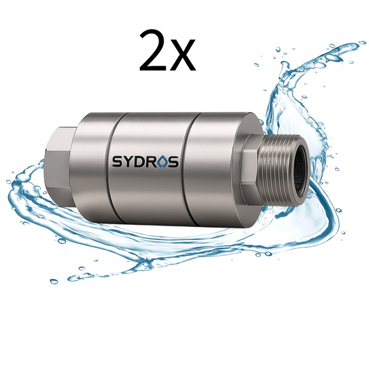 SYDROS Kalkschutzfilter Sets - ½ Zoll aus Edelstahl reduziert Kalkablagerungen bis zu 90 Prozent ohne Salz oder Chemie für Küche, Spüle, Dusche wartungsfrei einfach montierbar