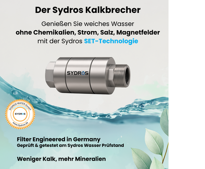 SYDROS Kalkschutzfilter Sets - ½ Zoll aus Edelstahl reduziert Kalkablagerungen bis zu 90 Prozent ohne Salz oder Chemie für Küche, Spüle, Dusche wartungsfrei einfach montierbar