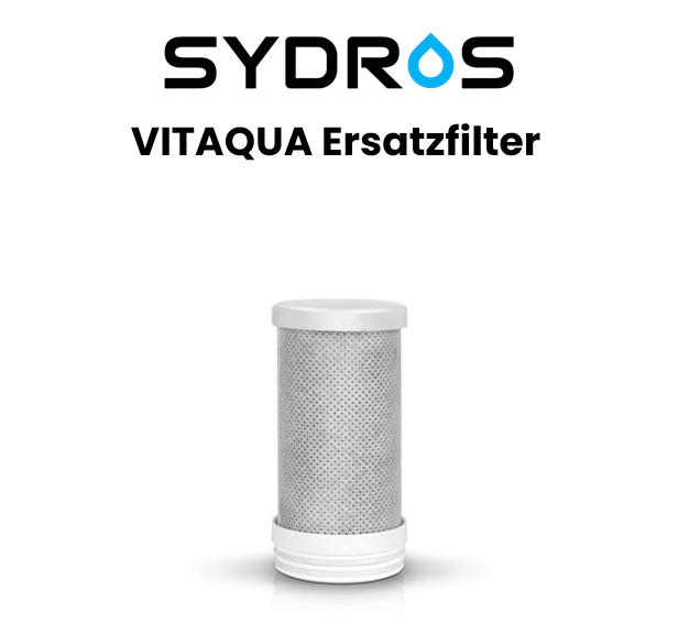 SYDROS VITAQUA Ersatzfilter zur einfachen Nachrüstung und Wasseraufbereitung – Aktivkohlefilter für klares und frisches Trinkwasser.
