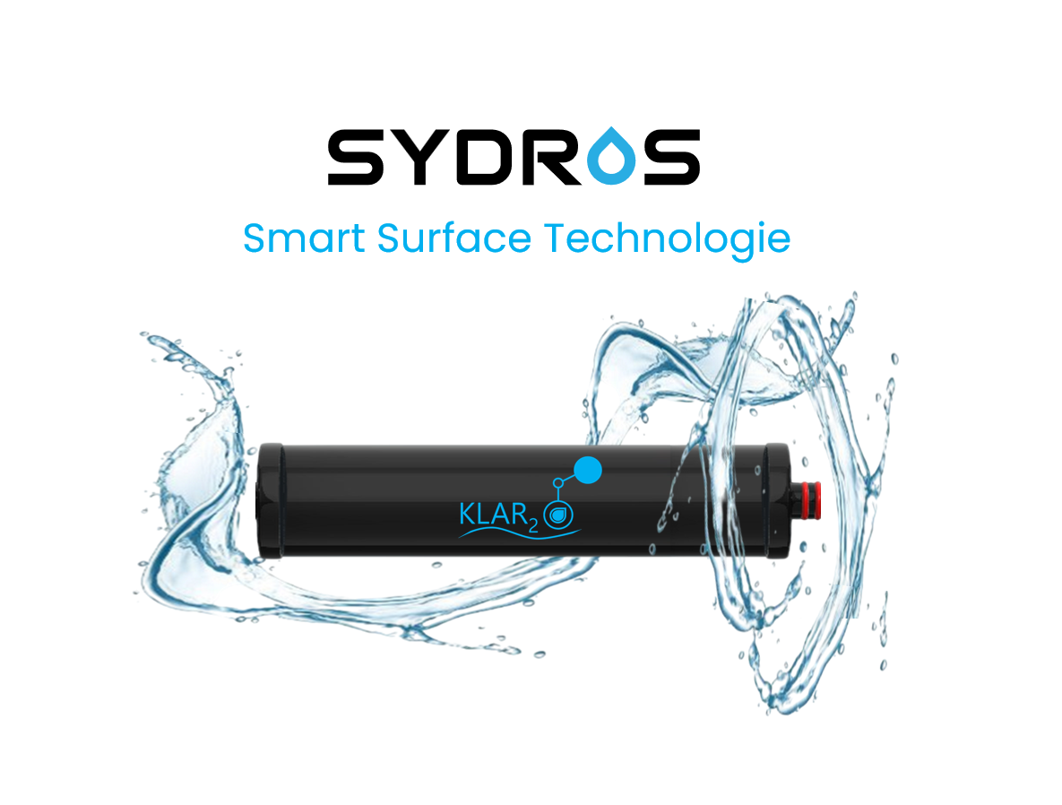 Austauschpatrone des Sydros Klar2O Smart Surface Filters zur Adsorption von PFAS, Mikroplastik und Nanoplastik.