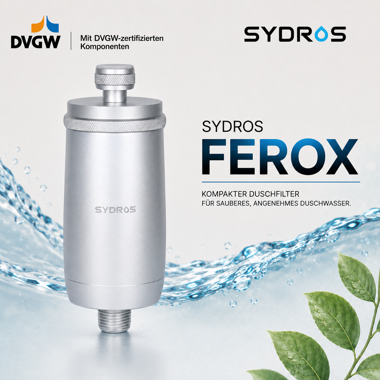 SYDROS FEROX Duschfilter zur kompakten Wasserfiltration für sauberes und angenehmes Duschwasser