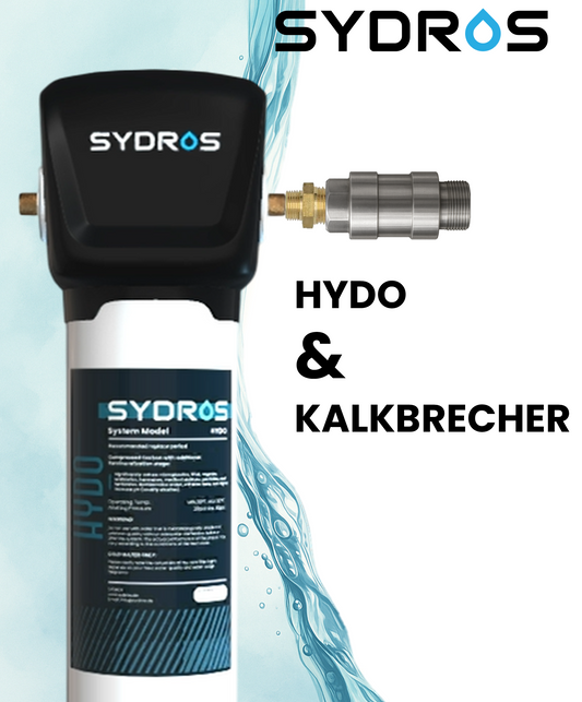 SYDROS HYDO Wasserfiltersystem kombiniert mit SYDROS Kalkbrecher – Mehrstufige Lösung für Trinkwasserfiltration und Kalkschutz